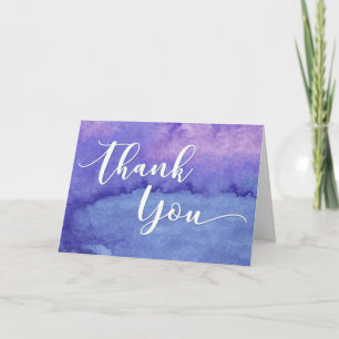 Purple Watercolor Typography Thank You Note, 5 Card