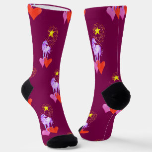 Purple Watercolor Unicorn Premium Crew Socks