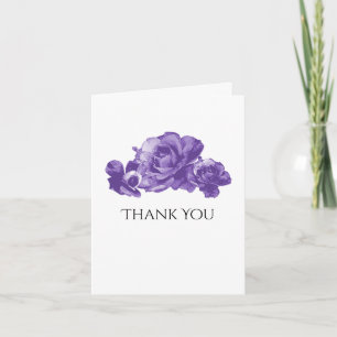 Purple Watercolor Vintage Roses Elegant Thank You Card