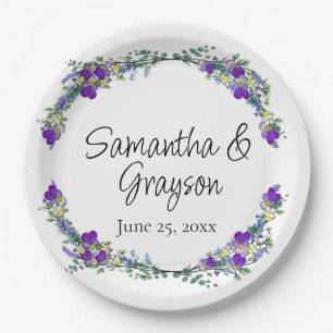 Purple watercolor violet Lavender Eucalyptus   Paper Plate