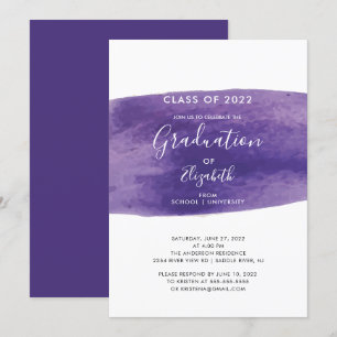 Purple Watercolor Wash Graduation Party Invitation