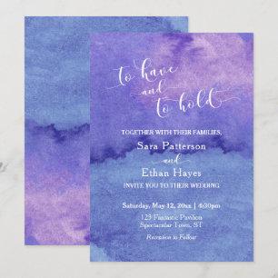 Purple Watercolor Wash, To Have and to Hold Invitation