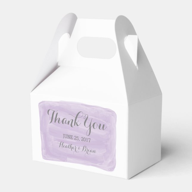 Purple Watercolor Wedding Favour Boxes (Front Side)