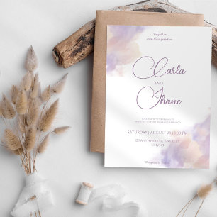 Purple Watercolor Wedding Invitation