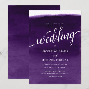 Purple Watercolor Wedding Invitation