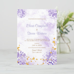 Purple Watercolor Wedding Invitation Card