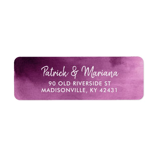 Purple Watercolor Wedding Return Address Labels (Front)