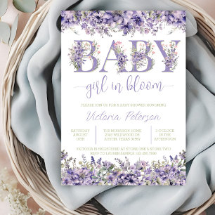 Purple Watercolor Wildflower Baby Shower Invitation
