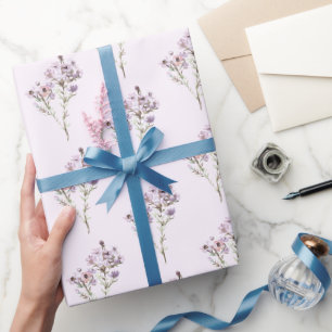 Purple Watercolor Wildflower Floral Wrapping Paper