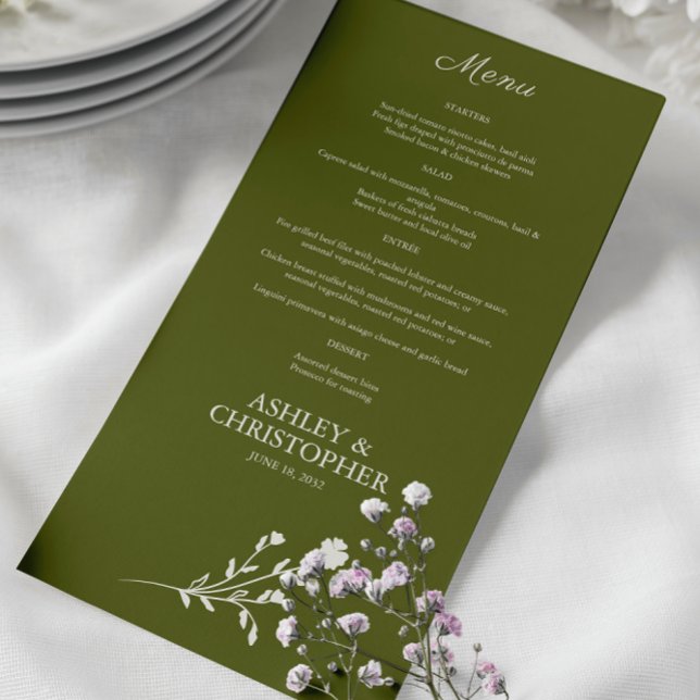 Purple Watercolor Wildflower Wedding Menu (Creator Uploaded)