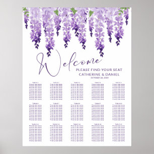 Purple Watercolor Wisteria Lilac Floral Wedding Poster