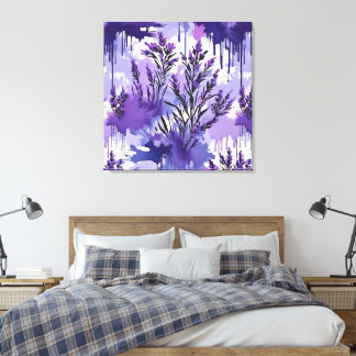 Purple Watercolor with Florals Canvas Print
