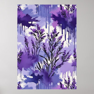 Purple Watercolor with Florals Poster