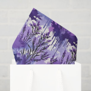 Purple Watercolor with Florals Tissue Paper