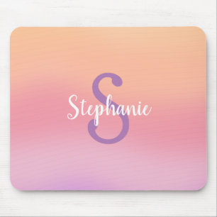 Purple Watercolors Monogram Mouse Mat