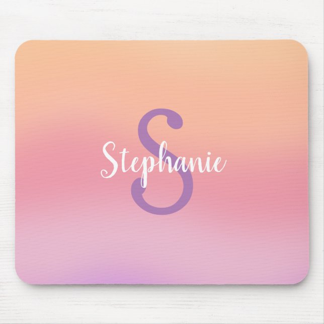 Purple Watercolors Monogram Mouse Mat (Front)