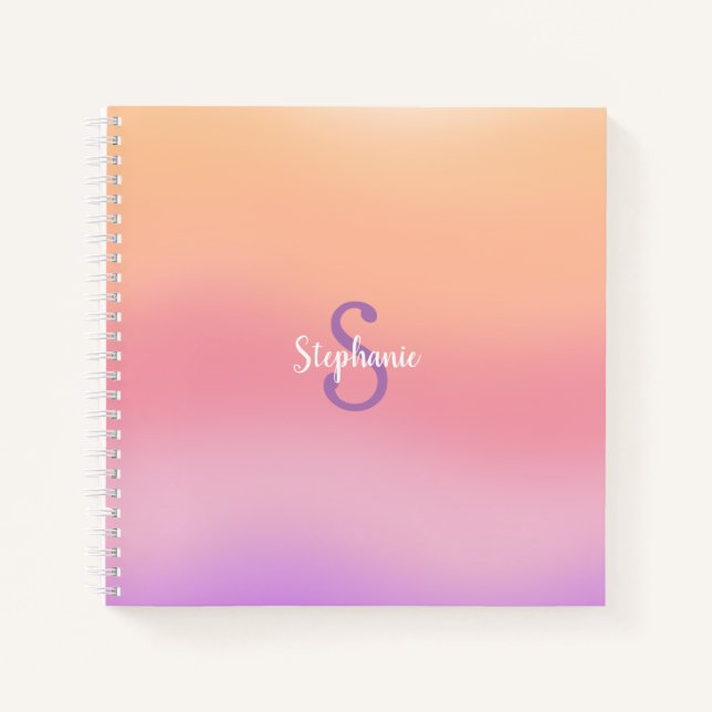 Purple Watercolors Monogram Notebook (Front)