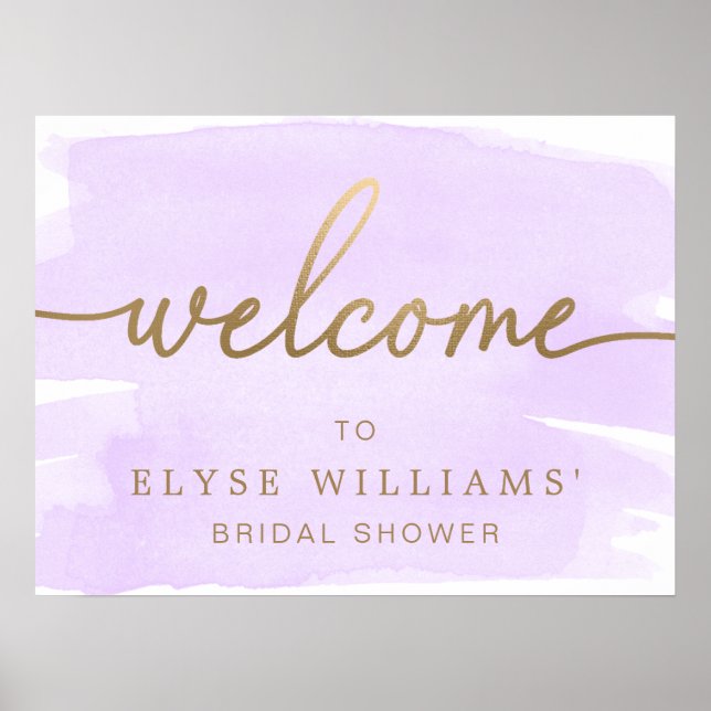 Purple Watercolour Bridal Shower Welcome Sign (Front)