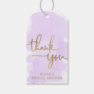 Purple Watercolour Gold Bridal Shower Favour Tag