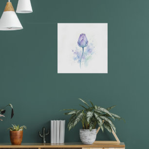 Purple Watercolour Tulip Art Print Botanical Flo