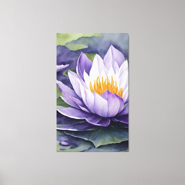 Purple Waterlily - Flower watercolor Art Print  (Front)