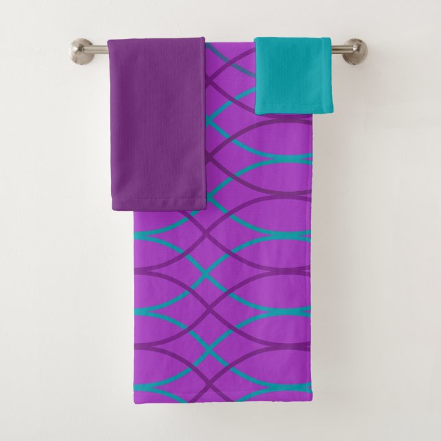 Purple Waves  Bath Towel Set (Insitu)