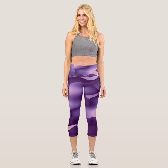 Purple waves capri leggings (Front)