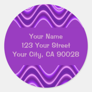 purple waves classic round sticker
