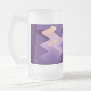Purple waves frosted glass beer mug