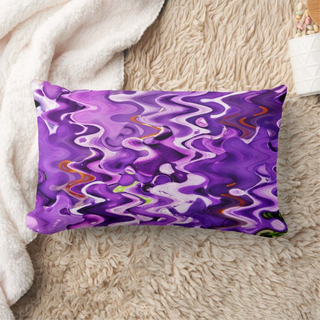 PURPLE WAVES OF FLOWERS LUMBAR CUSHION (Blanket)