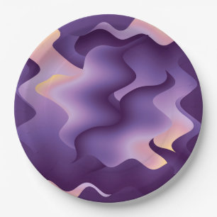 Purple waves paper plate