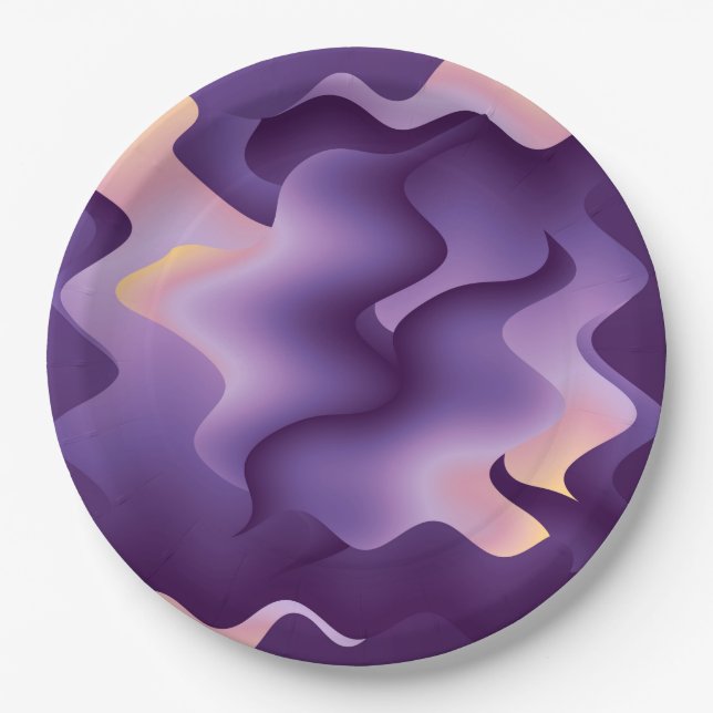 Purple waves paper plate (Front)