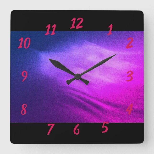 Purple Waves Square Wall Clock (Front)