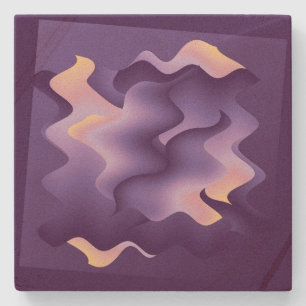 Purple waves stone coaster