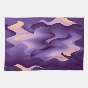 Purple waves tea towel