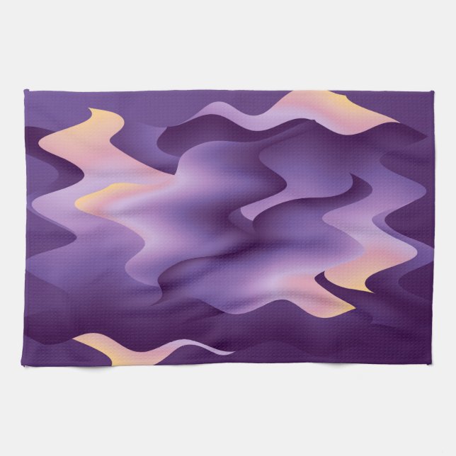 Purple waves tea towel (Horizontal)