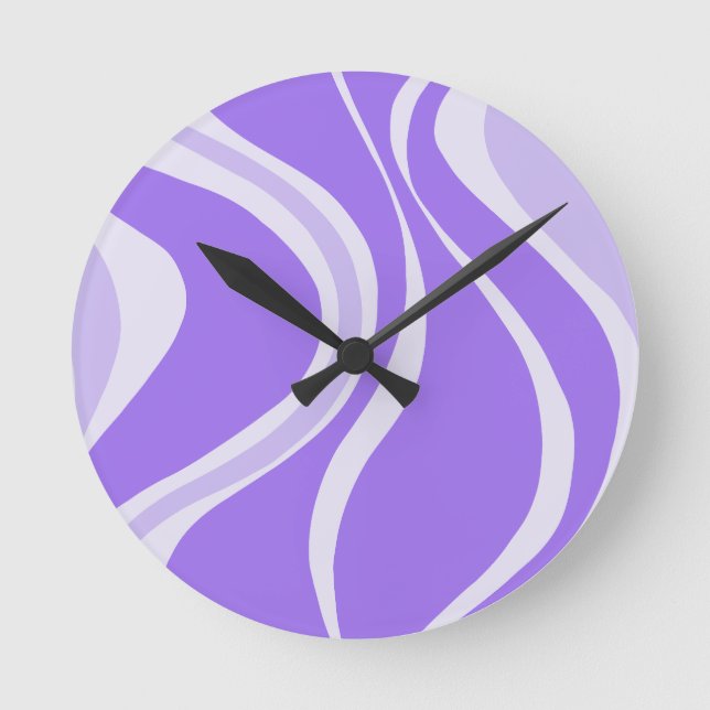 Purple Waves Wall Clock (Front)