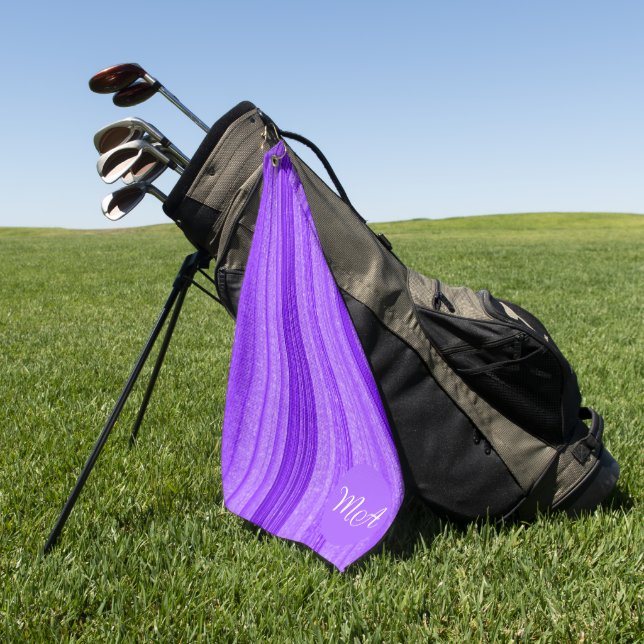 Purple Wavy Glitter Golf Towel (Green)
