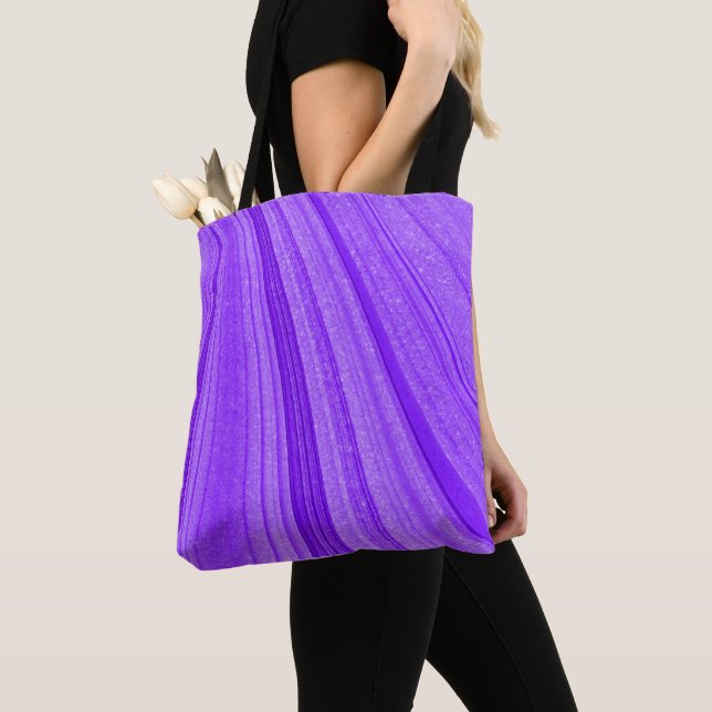 Purple Wavy Glitter Tote Bag (Close Up)