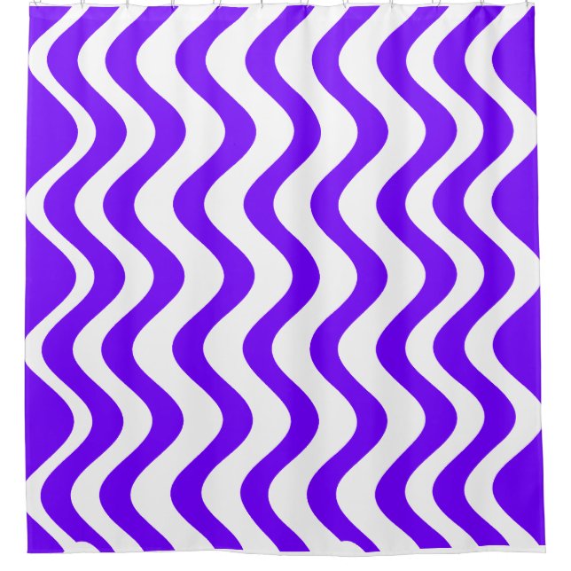 Purple wavy Lines Shower Curtain (Front)
