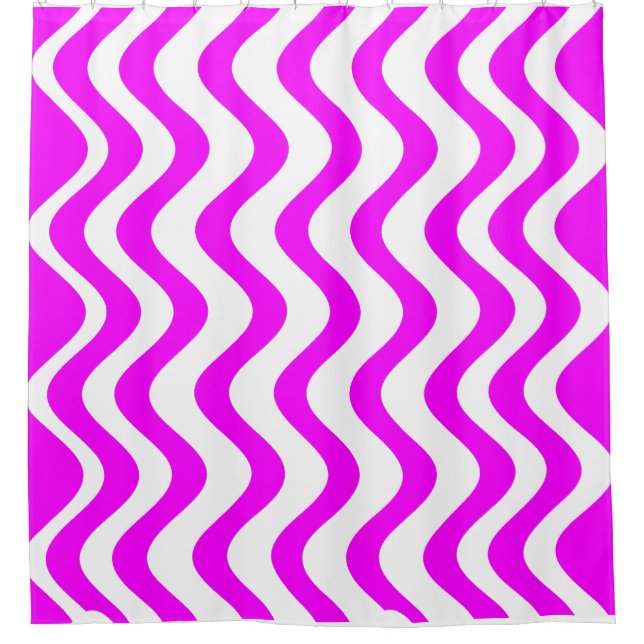 Purple wavy Lines Shower Curtain (Front)