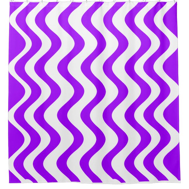 Purple wavy Lines Shower Curtain (Front)