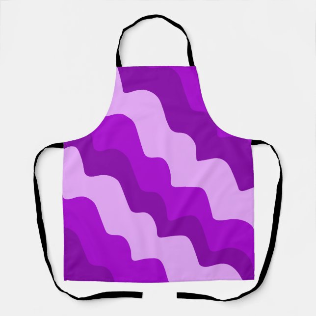 Purple wavy ocean waves gradient  apron (Front)