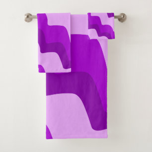 Purple wavy ocean waves gradient bath towel set