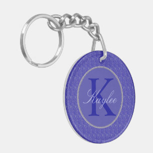 Purple Weave Glitzy Custom Monogram Key Ring