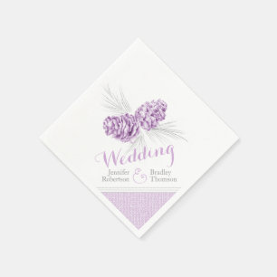 Purple weave pine cone winter wedding napkins