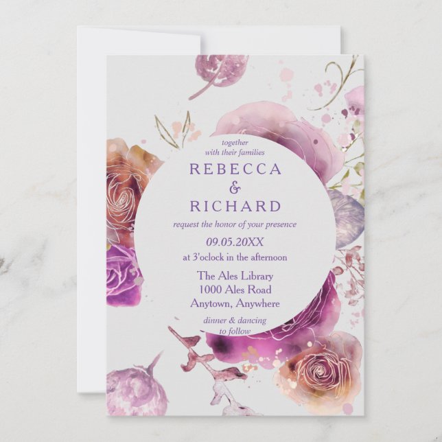 Purple Wedding Adoration Invitation (Front)