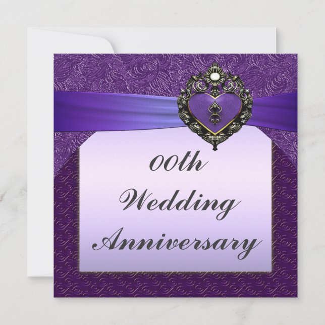 Purple Wedding Anniversary Party Invitation (Front)