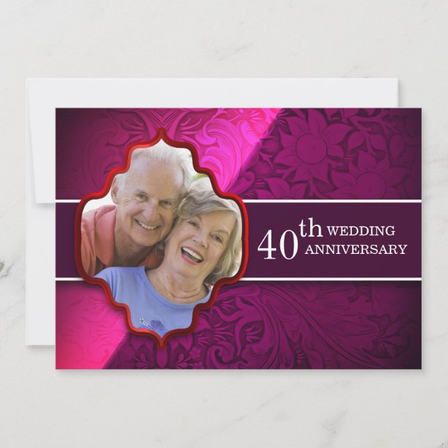 purple wedding anniversary photo invitations (Front)