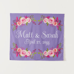 Purple Wedding Backdrop Reception Photo Booth Prop Tapestry